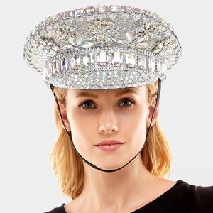 Rhinestone Pointed Spike Studded Captain Hat
